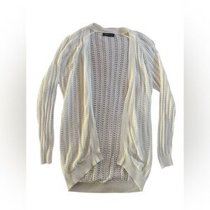 SHEIN Cream Cardigan Sweater with Ribbed Knit